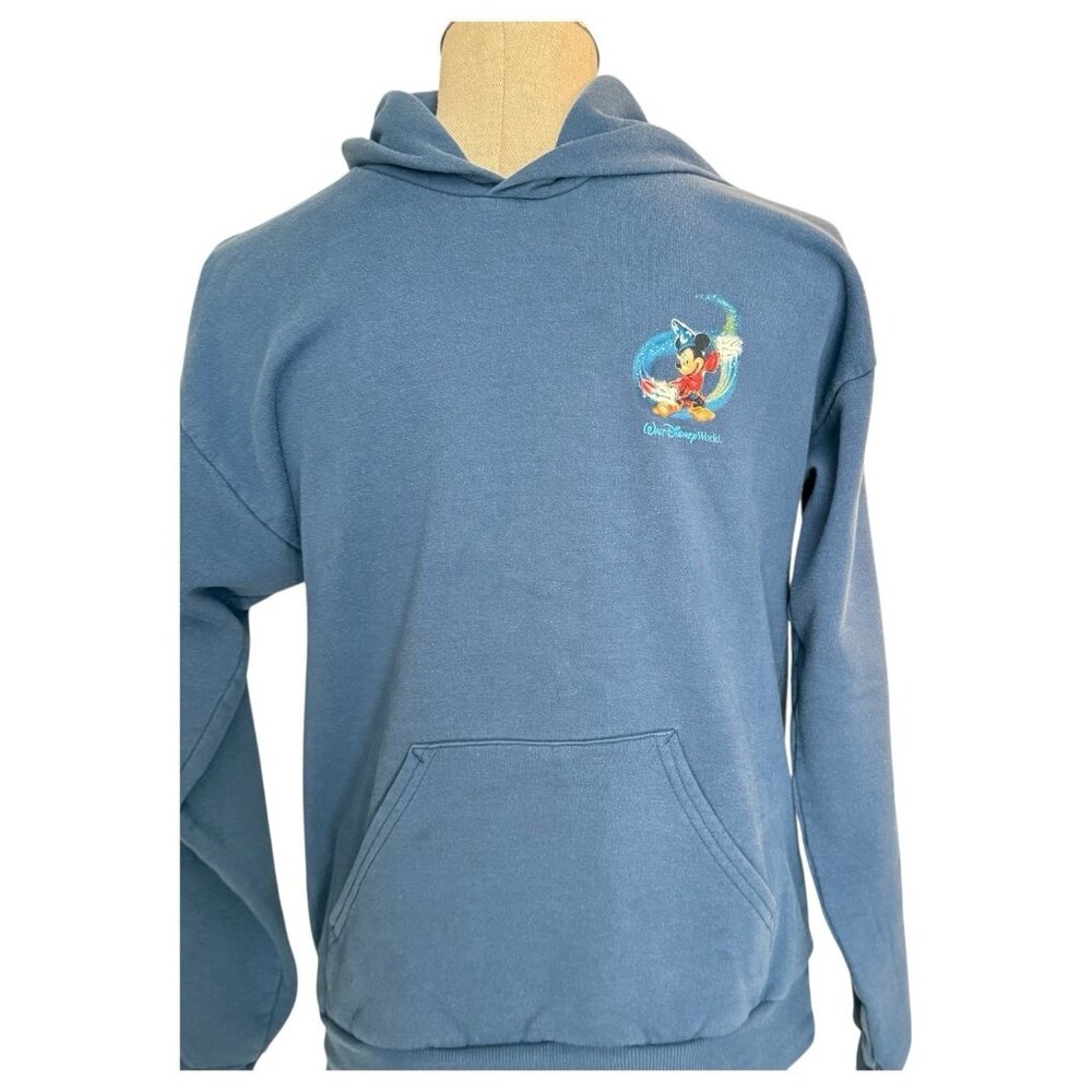 Walt Disney World Youth Hooded Sweatshirt Sz XL Blue Full Pull Over Mickey Hanes - Picture 5 of 7